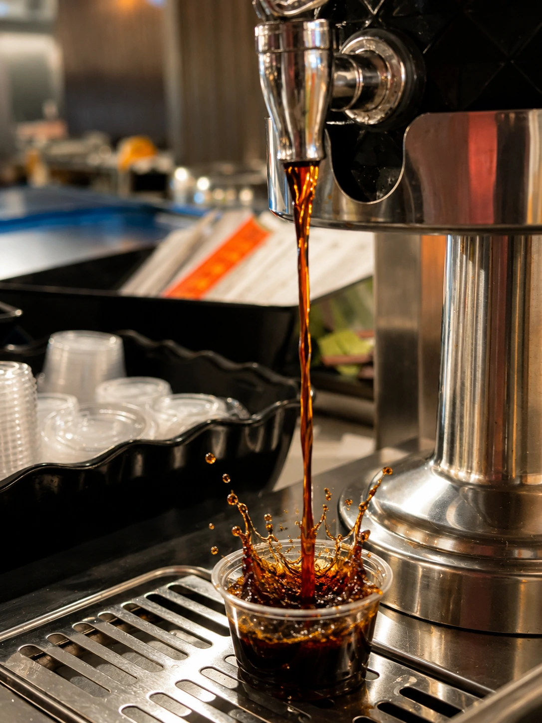 Soy sauce poured over a dish in close detail at Royal Buffet & Grill