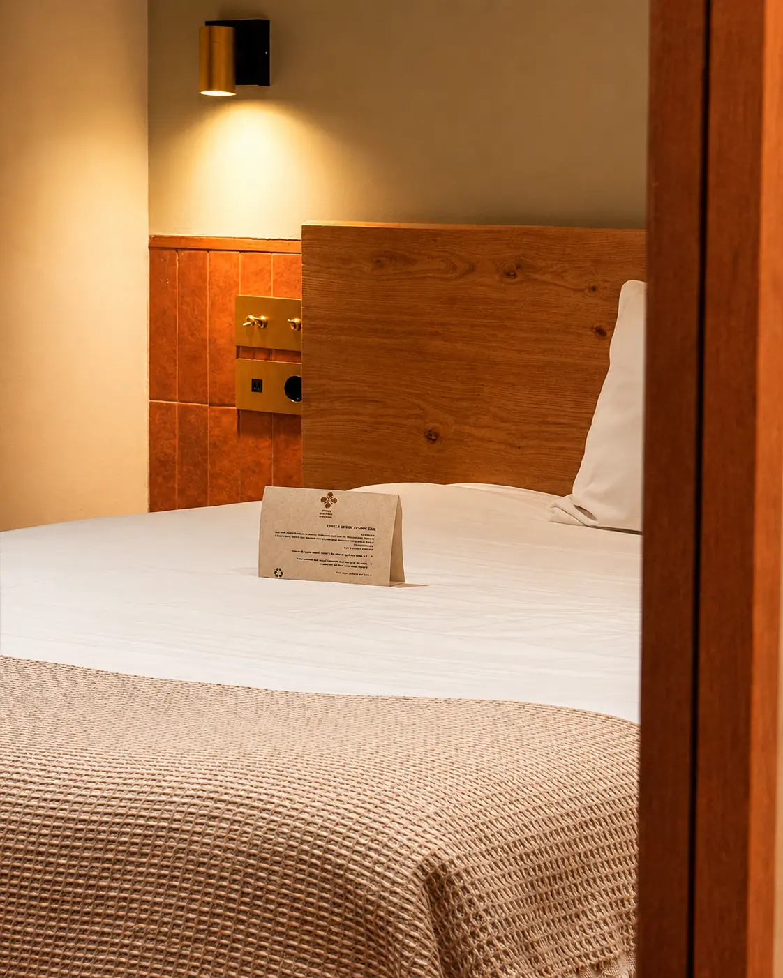 View through a doorway into an Ambos Mundos guest room